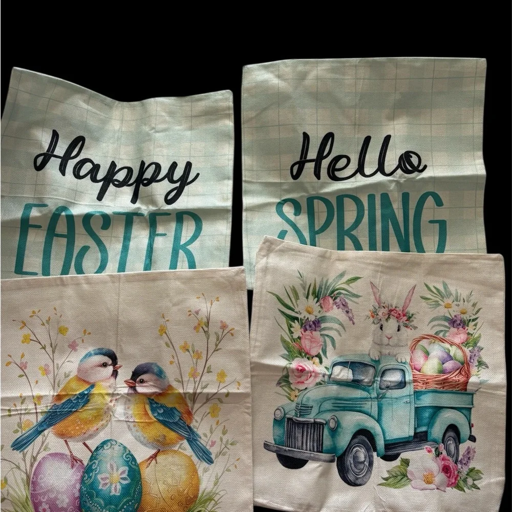 Easter and Spring Decorative Burlap Pillow Covers